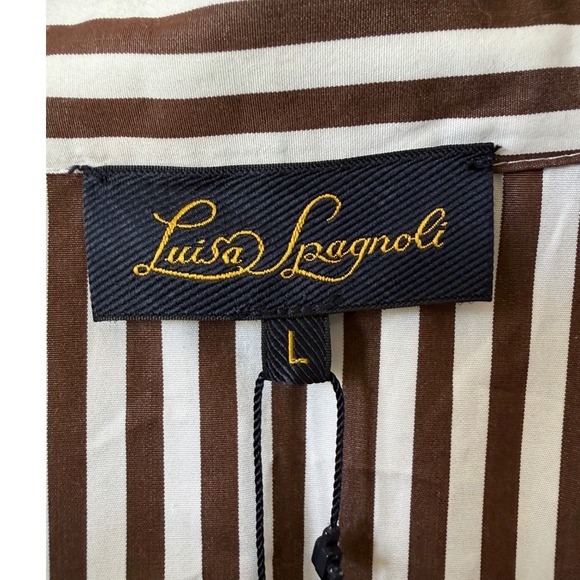 Luisa Spagnoli Striped Belted Maxi Shirt Dress IT Large US 8/10 Cotton Italy‎ - Picture 6 of 9